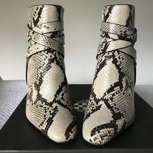 Vince Camuto Sestina Snakeskin harness booties